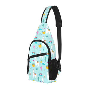 Llama alpaca cactus leaves pattern All Over Print Chest Bag