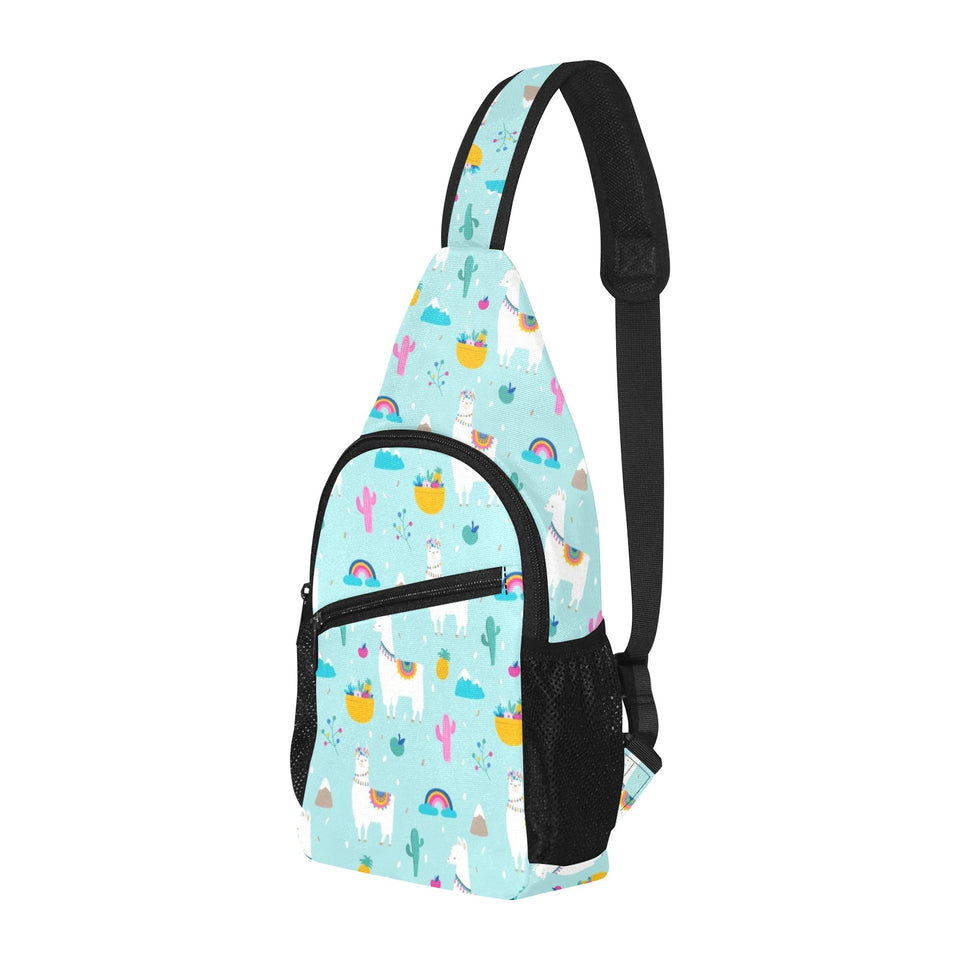 Llama alpaca cactus leaves pattern All Over Print Chest Bag