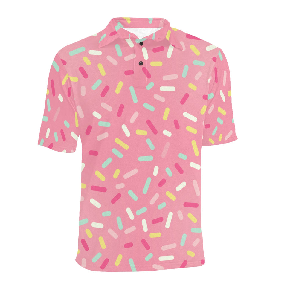 Pink donut glaze candy pattern Men's All Over Print Polo Shirt