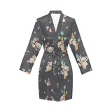 Cute koala pattern Women's Long Sleeve Belted Night Robe