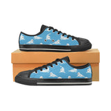 Cute sea lion seal pattern background Men's Low Top Canvas Shoes Black