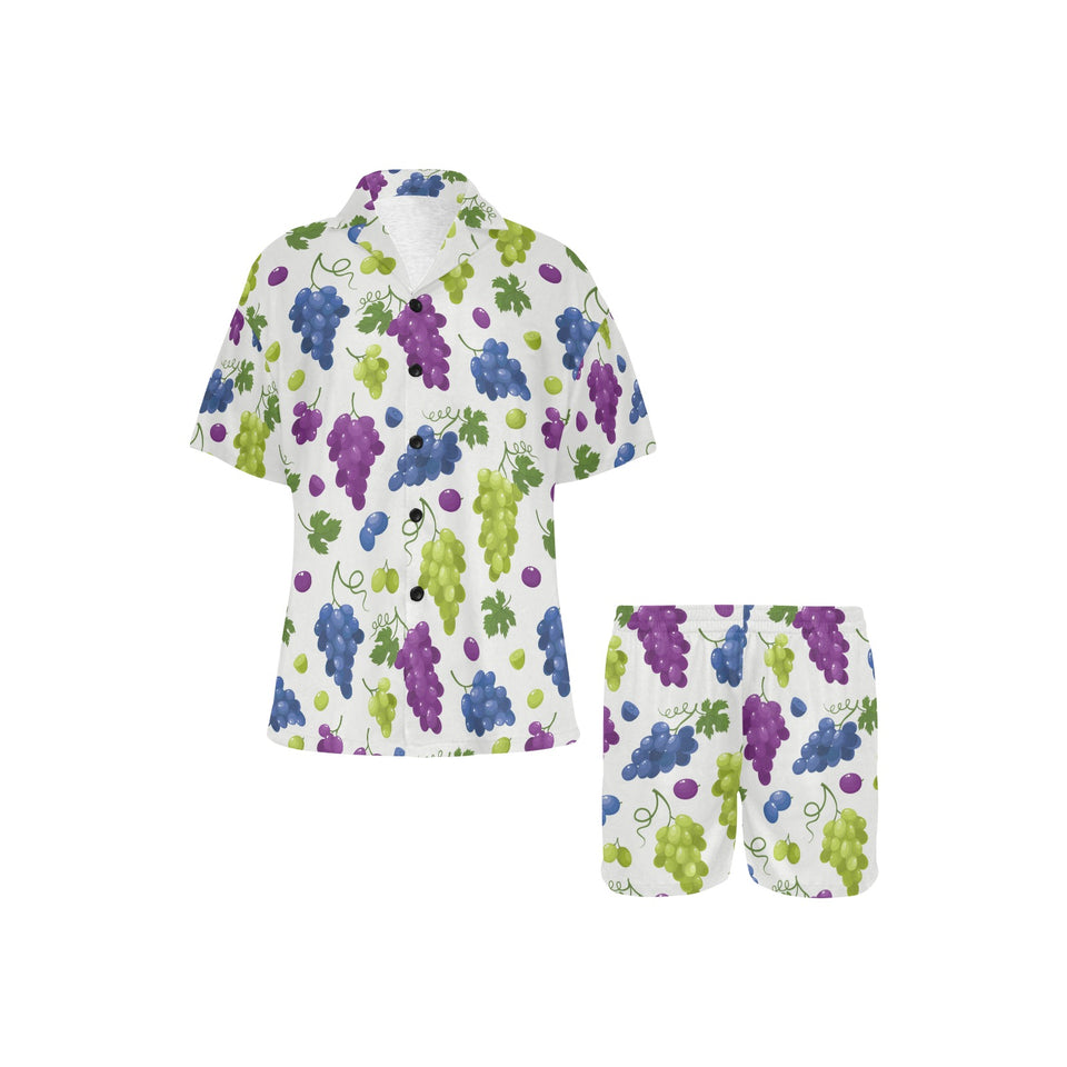 Grape pattern Women's V-Neck Short Pajama Set