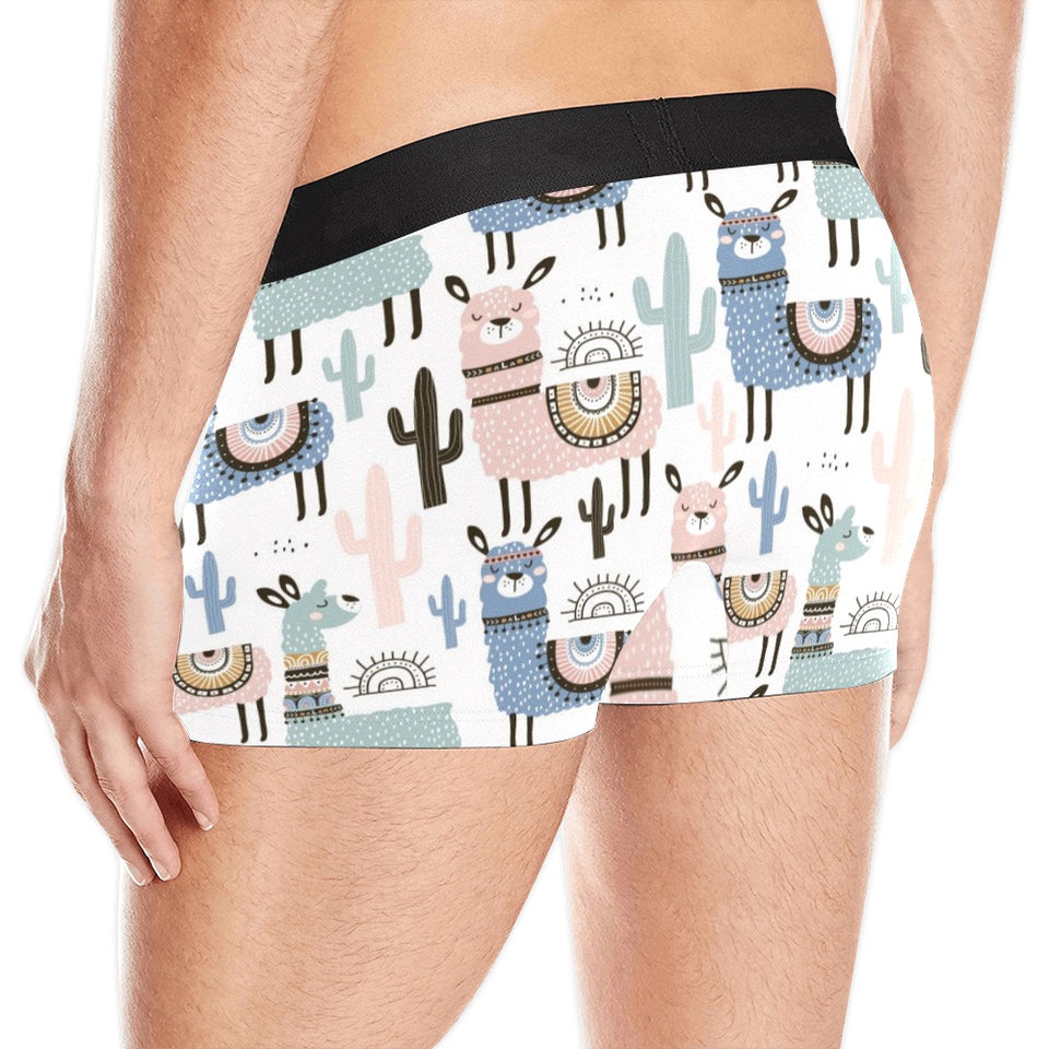 lama Alpaca cactus hand drawn pattern Men's All Over Print Boxer Briefs Men's Underwear