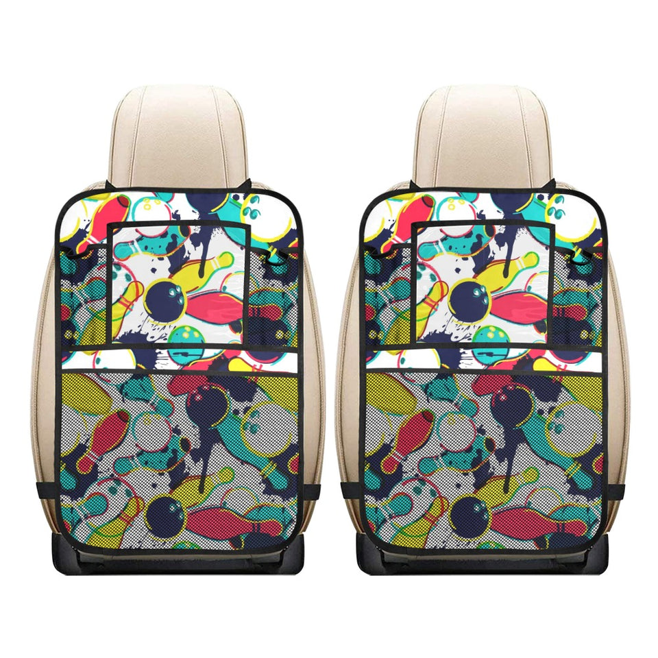 watercolor bowling ball pins Car Seat Back Organizer