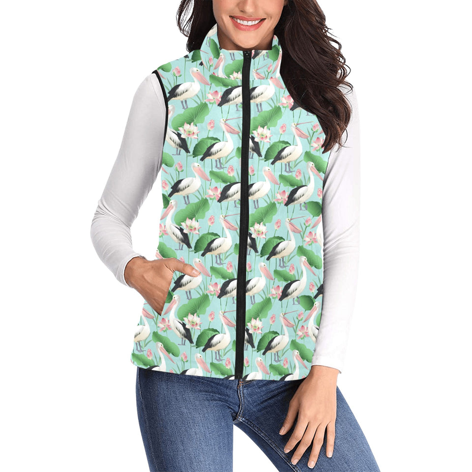 Pelican Pattern Print Design 01 Women's Padded Vest