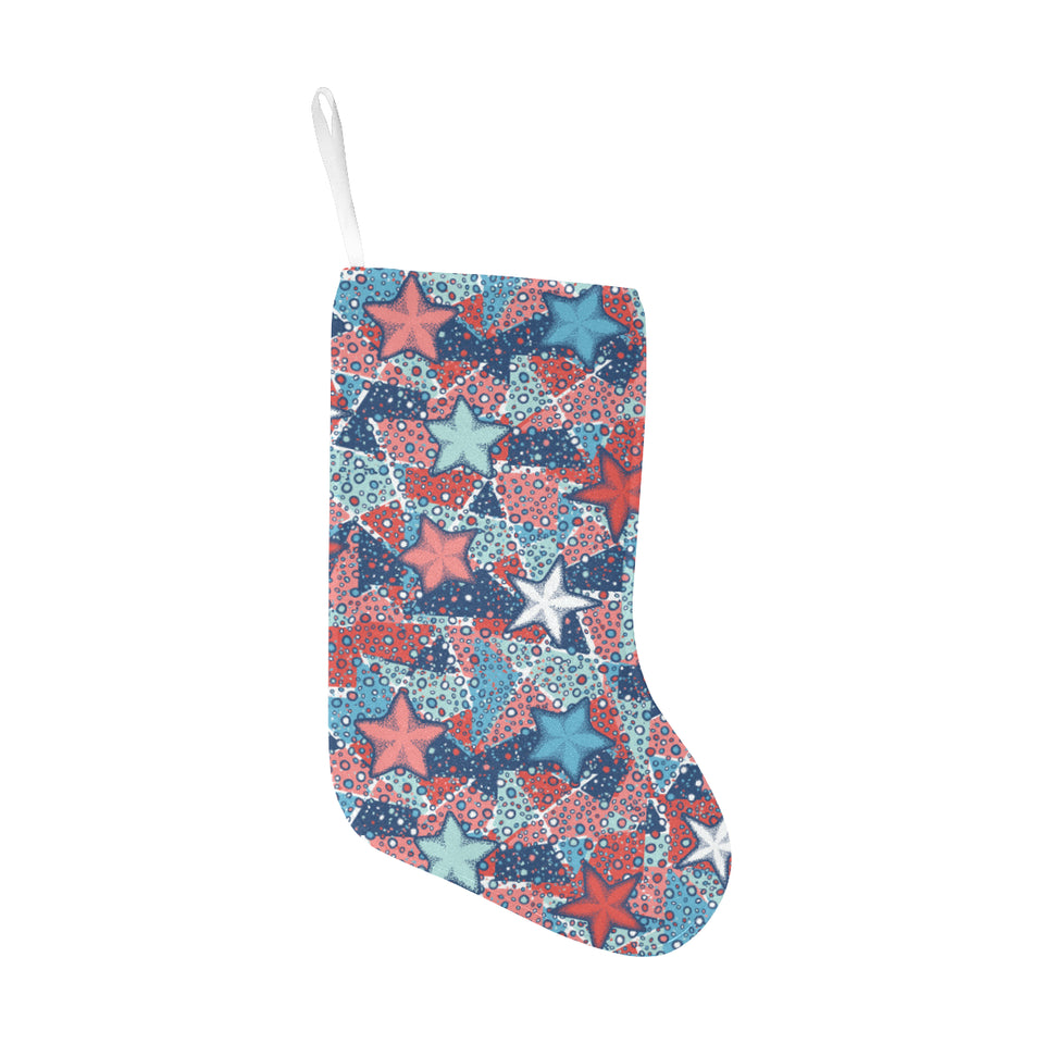 Hand drawn colorful starfish Christmas Stocking