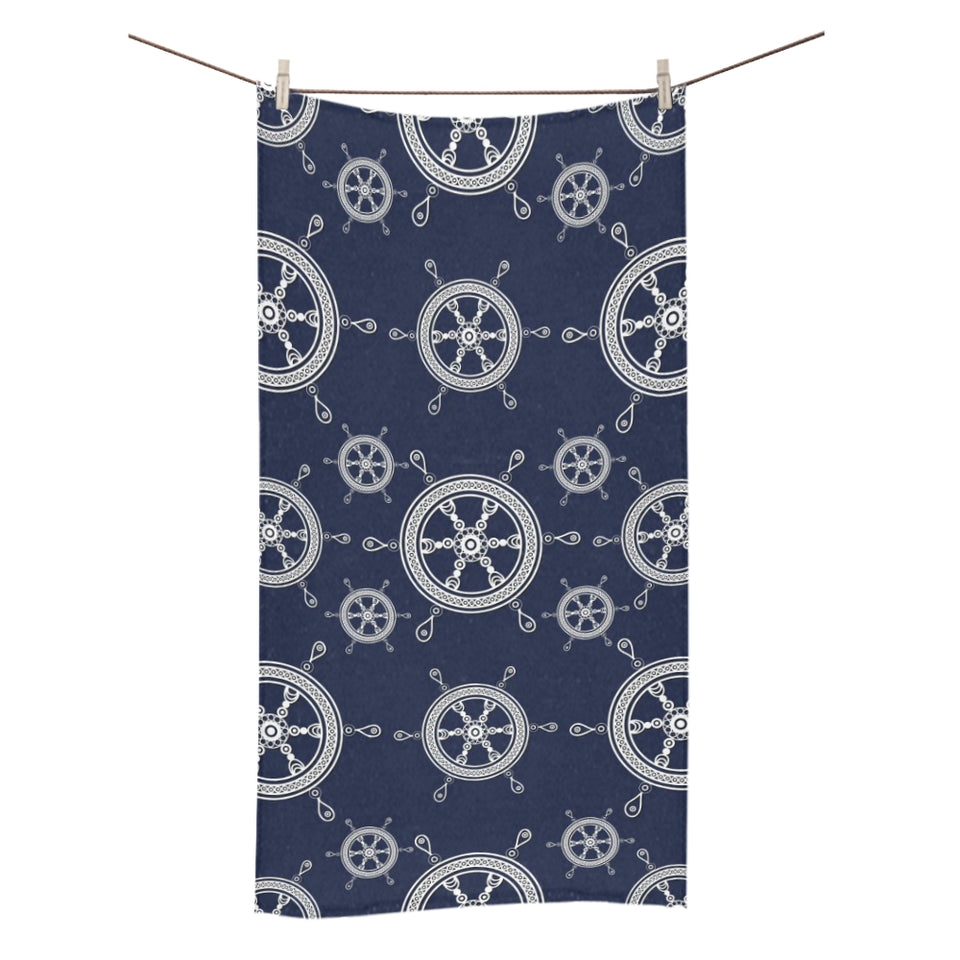 nautical steering wheel design pattern Bath Towel