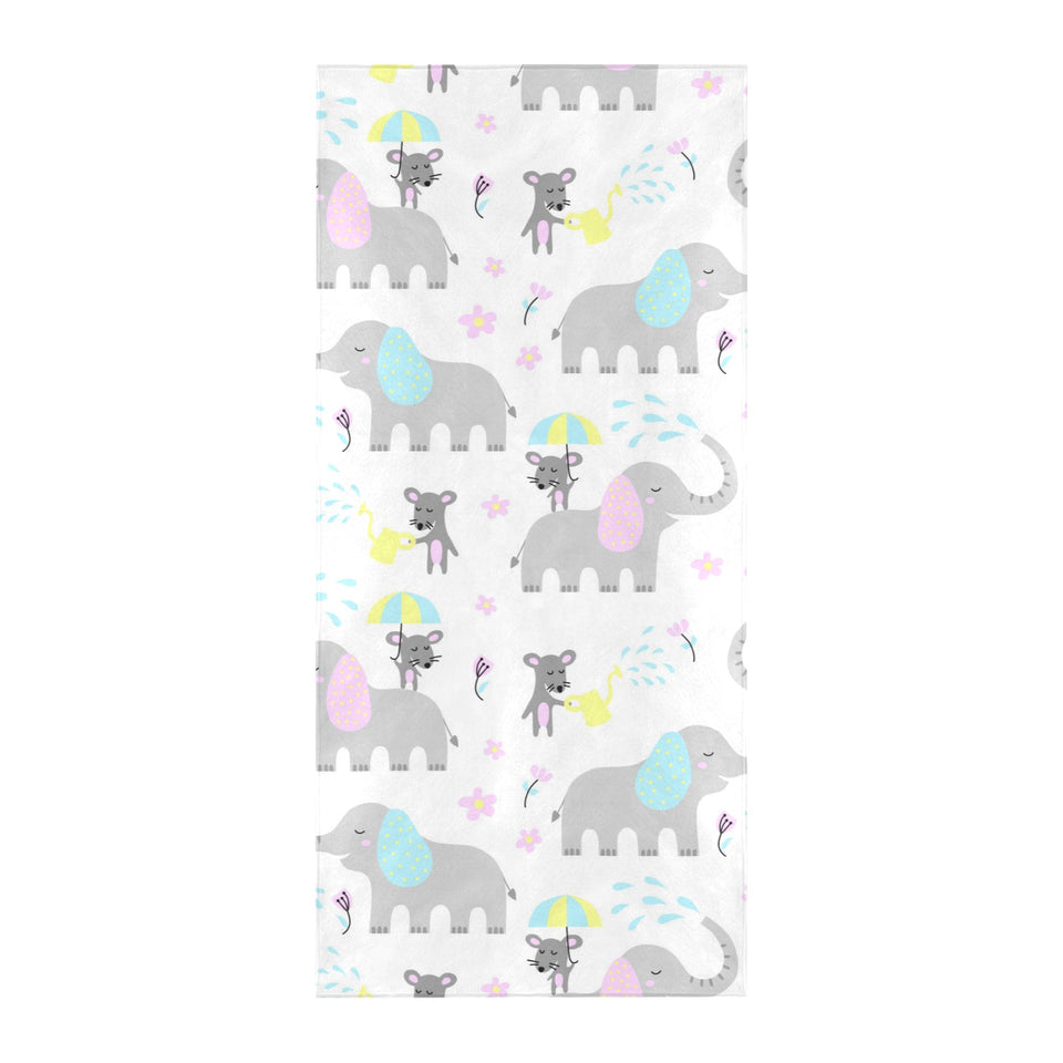 Cute elephant mouse pattern Beach Towel