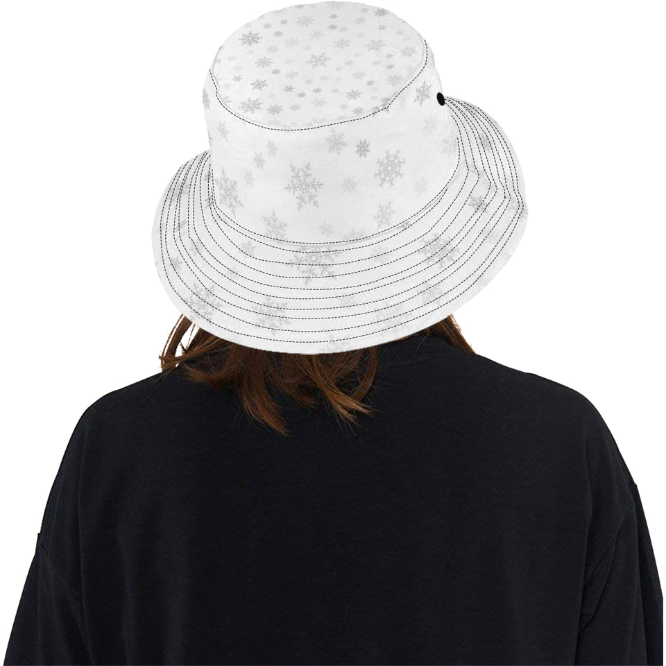 Snowflake pattern white background Unisex Bucket Hat