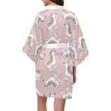 Cute zebra pattern Women's Short Kimono Robe