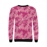 Beautiful dragonfly pink background Women's Crew Neck Sweatshirt