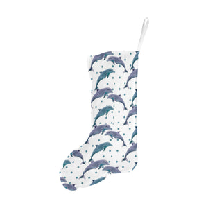 Dolphins pattern dotted background Christmas Stocking