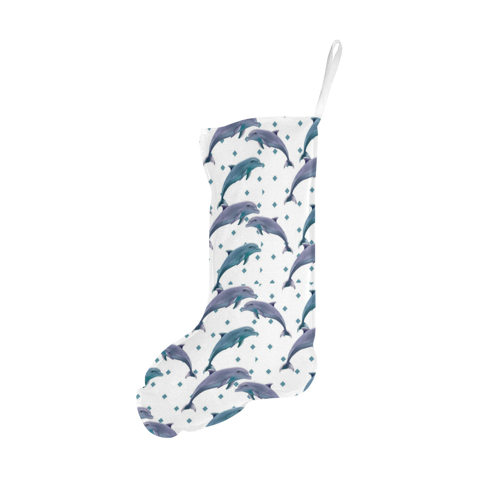 Dolphins pattern dotted background Christmas Stocking