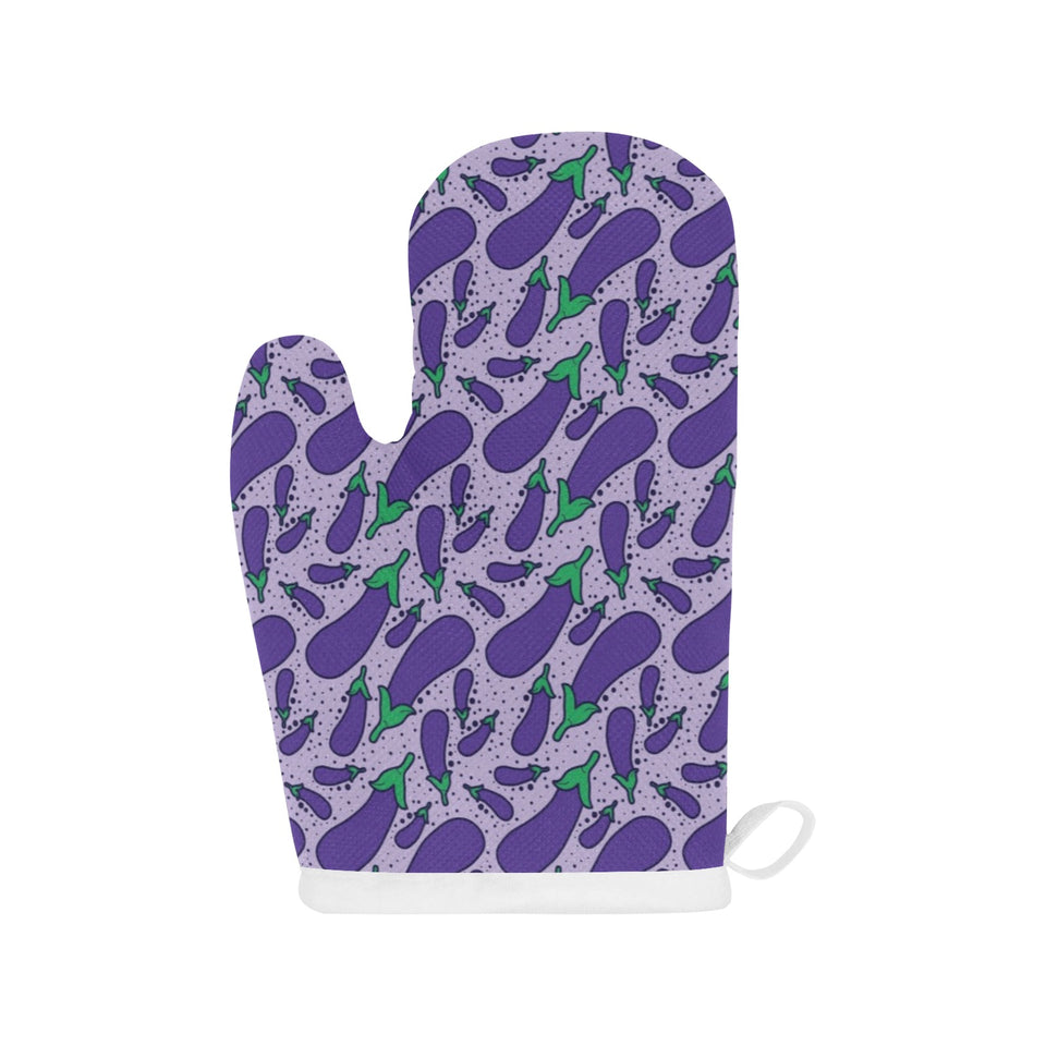 Eggplant Pattern Print Design 03 Heat Resistant Oven Mitts