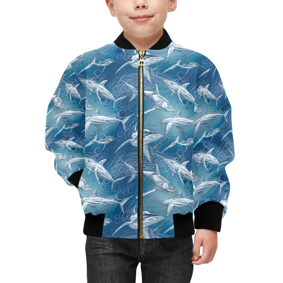 Shark hand drawn Kids' Boys' Girls' Bomber Jacket