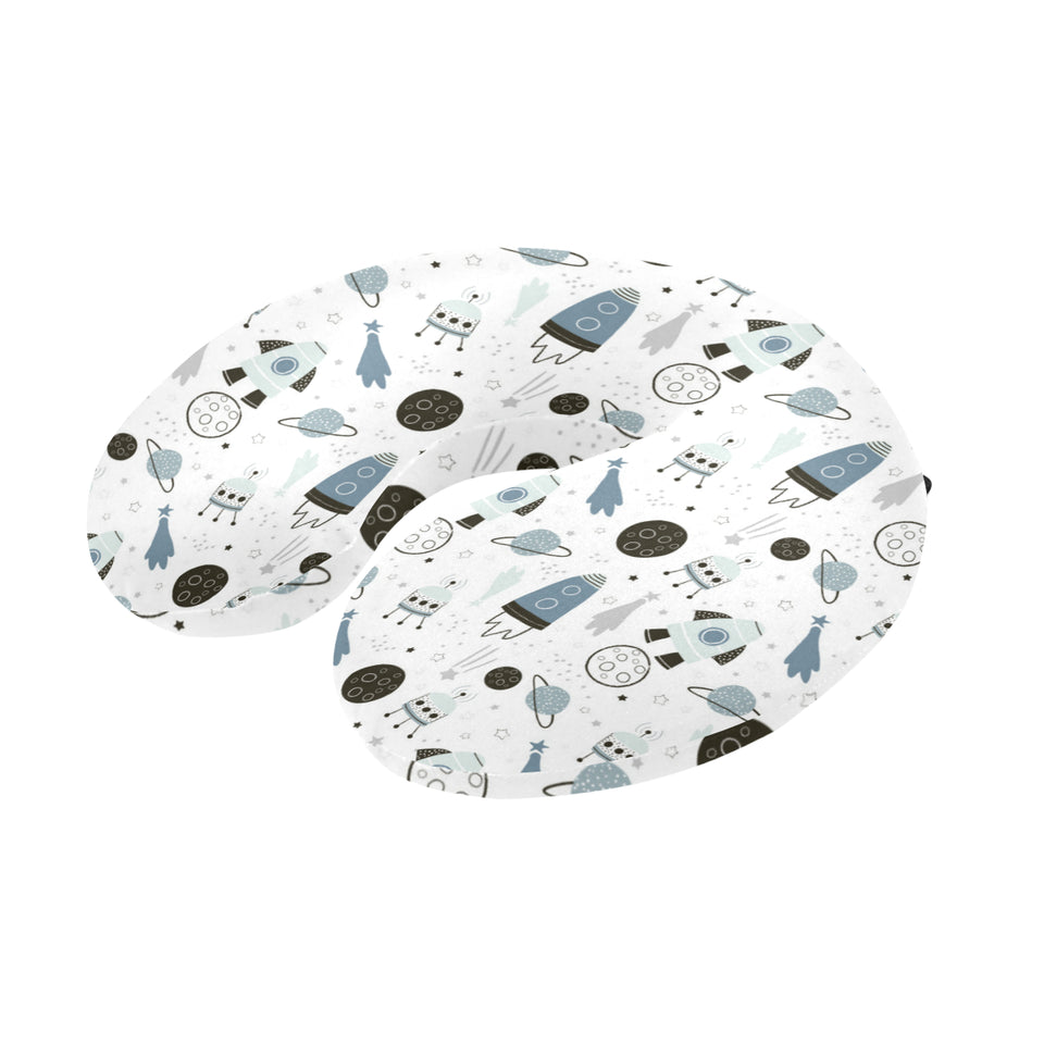 Hand drawn space elements space rocket star planet U-Shaped Travel Neck Pillow