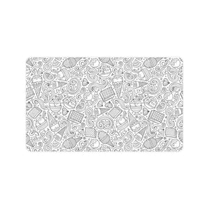 Cartoon hand drawn ice cream black white Doormat