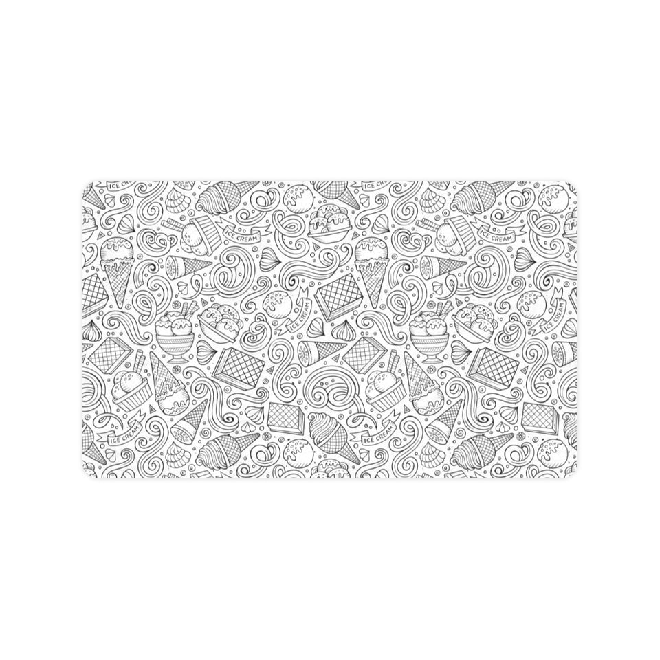 Cartoon hand drawn ice cream black white Doormat