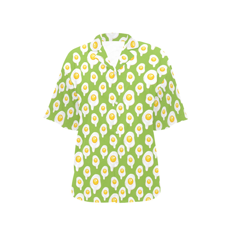 Fried Eggs Pattern Print Design 01 Women's All Over Print Hawaiian Shirt