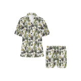 Canabis Marijuana Weed Pattern Print Design 05 Women's V-Neck Short Pajama Set