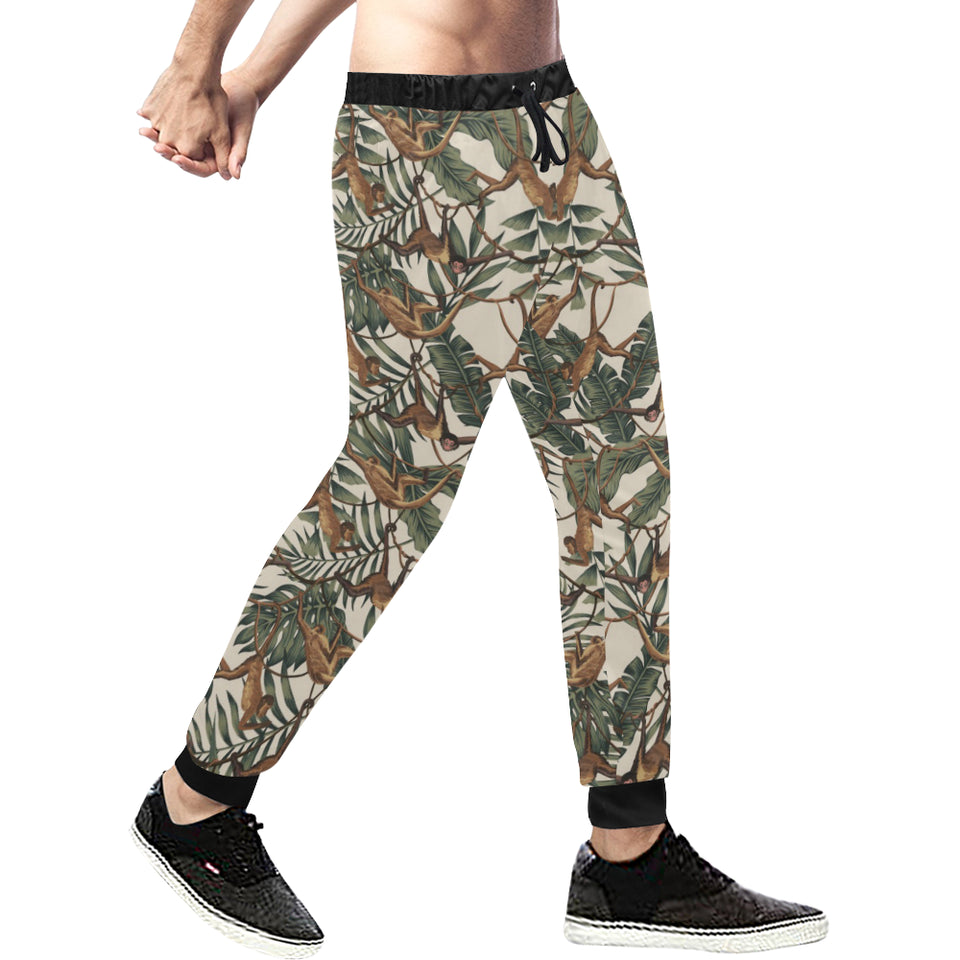 Monkey tropical leaves background Unisex Casual Sweatpants