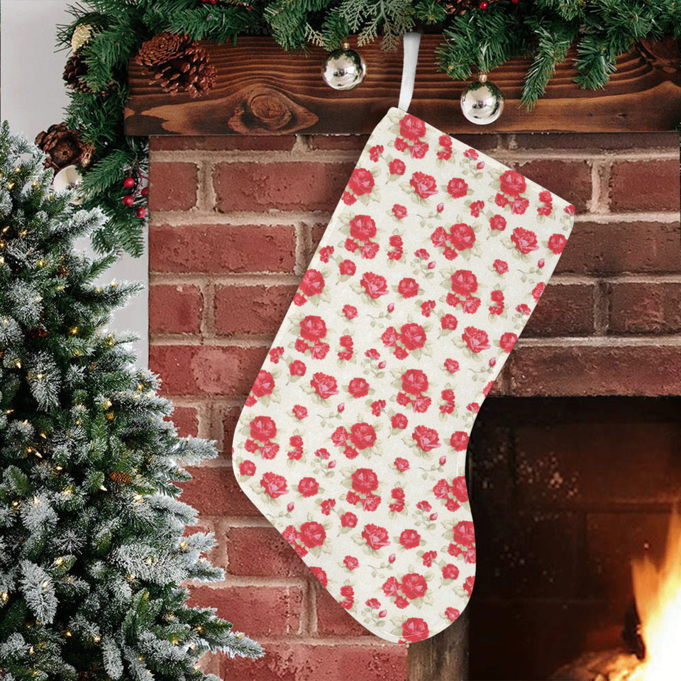 Rose Pattern Print Design 01 Christmas Stocking
