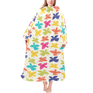 Pigeon Pattern Print Design 01 Blanket Robe with Sleeves