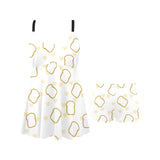 Bread Toast Pattern Print Design 01 Chest Sexy Pleated Two Piece Swim Dress
