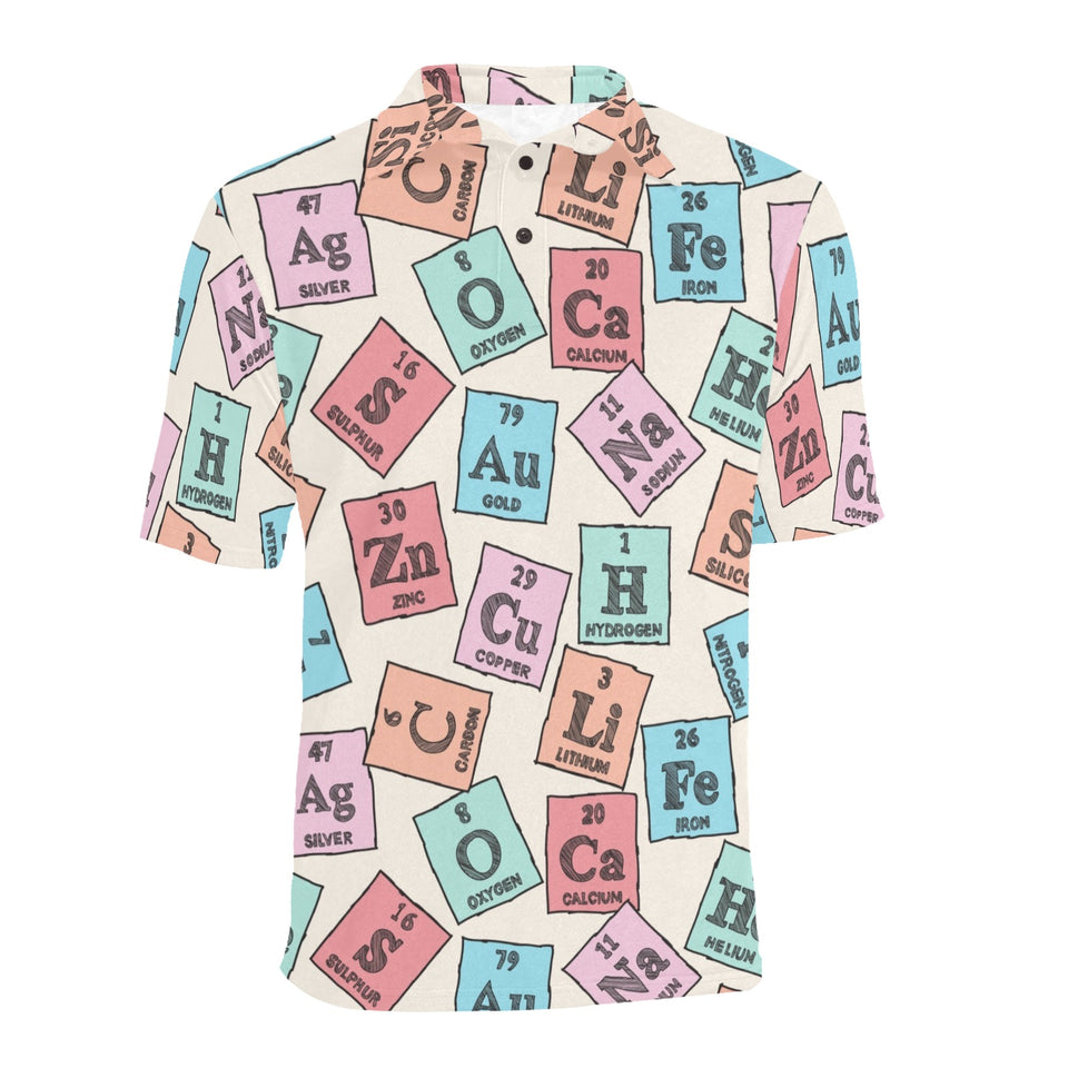 Chemistry Periodic Table Pattern Print Design 02 Men's All Over Print Polo Shirt