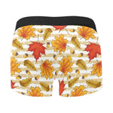 Maple leaf oak leaf acorns beige striped backgroun Men's All Over Print Boxer Briefs Men's Underwear
