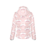 White swan and flower love pattern Women's Padded Hooded Jacket