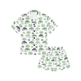 Chameleon lizard succulent plant pattern Kids' Boys' Girls' V-Neck Short Pajama Set