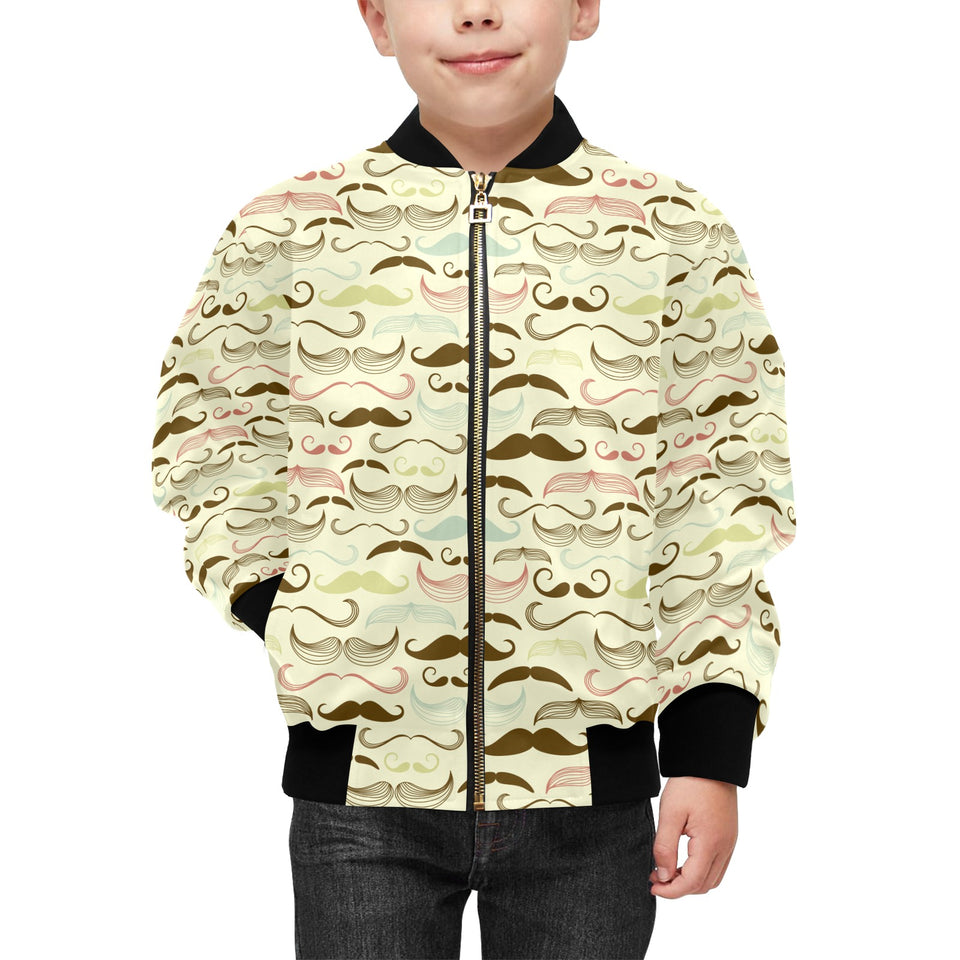 Mustache Beard Pattern Print Design 01 Kids' Boys' Girls' Bomber Jacket
