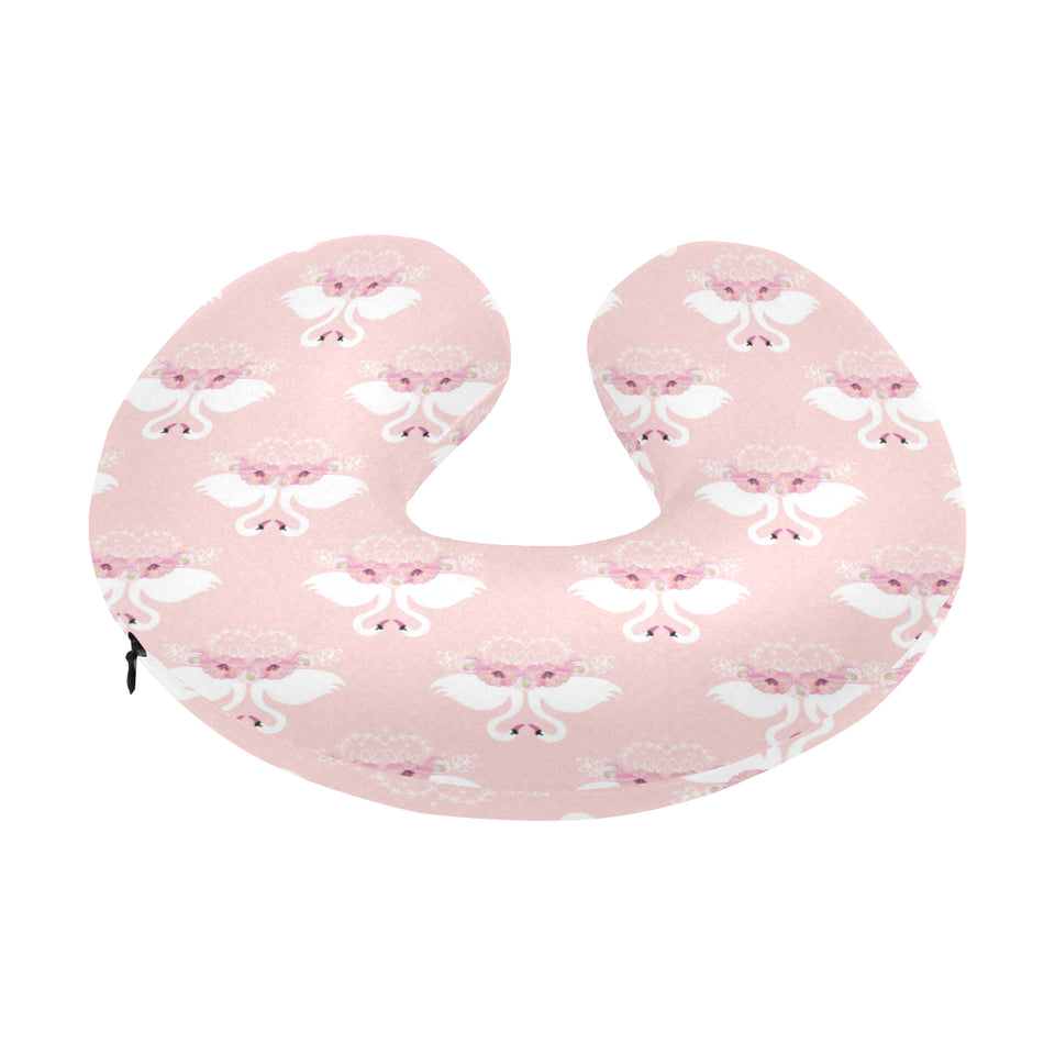 White swan and flower love pattern U-Shaped Travel Neck Pillow
