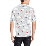 Airplane cloud grey background Men's All Over Print Polo Shirt
