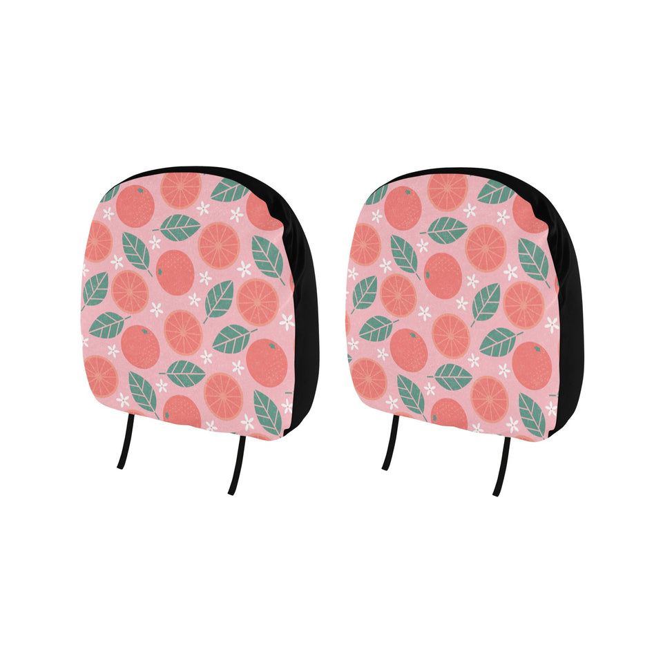 Grapefruit leaves flower pink background Car Headrest Cover