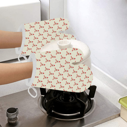 Golden Retriever Pattern Print Design 01 Heat Resistant Oven Mitts