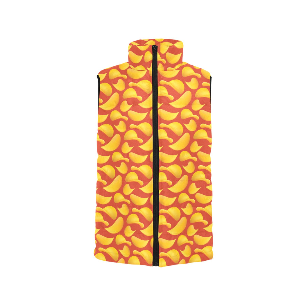Potato Chips Pattern Print Design 05 Women's Padded Vest
