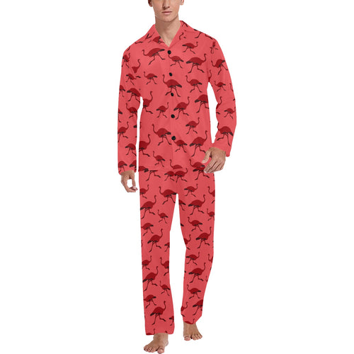 Ostrich Pattern Print Design 03 Men's Long Pajama Set