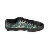 dinosaurs tropical leaves flower pattern Men's Low Top Canvas Shoes Black