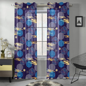 Blue japanese pattern cloud wave flower Gauze Curtain