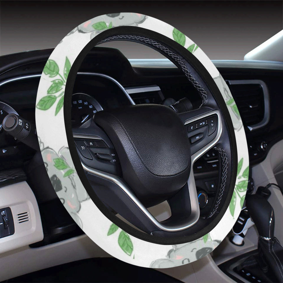 Hand drawn Koala leaves pattern Car Steering Wheel Cover