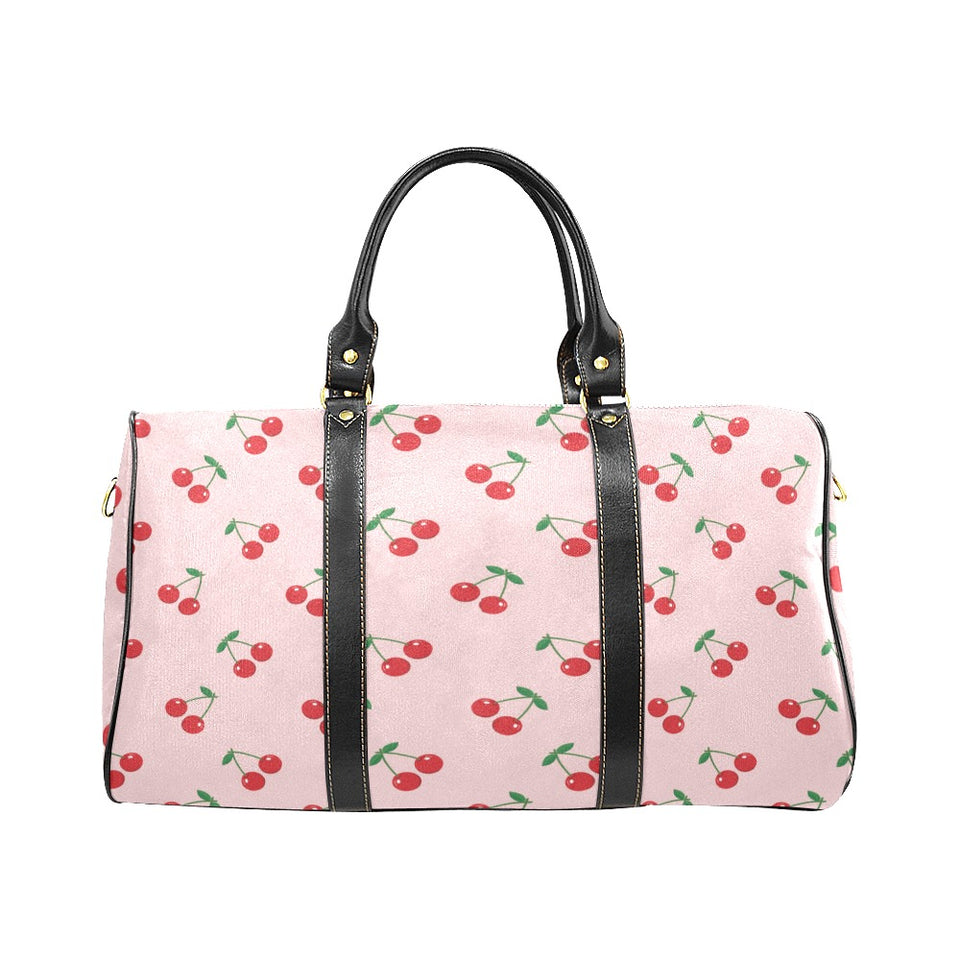 cherry pattern pink background Travel Bag