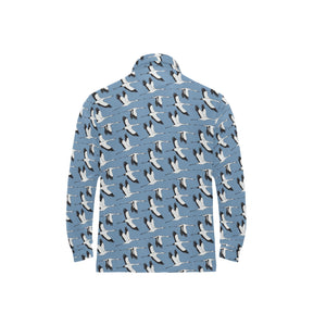 Seagull Pattern Print Design 04 Men's Long Sleeve Polo Shirt