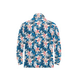 Hibiscus Pattern Print Design 02 Men's Long Sleeve Polo Shirt