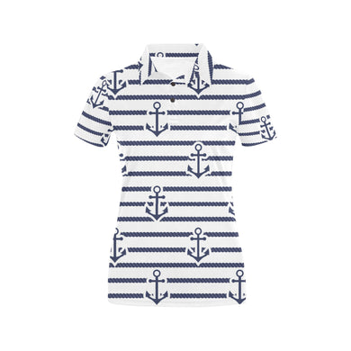 Anchor rope nautical pattern Women's All Over Print Polo Shirt