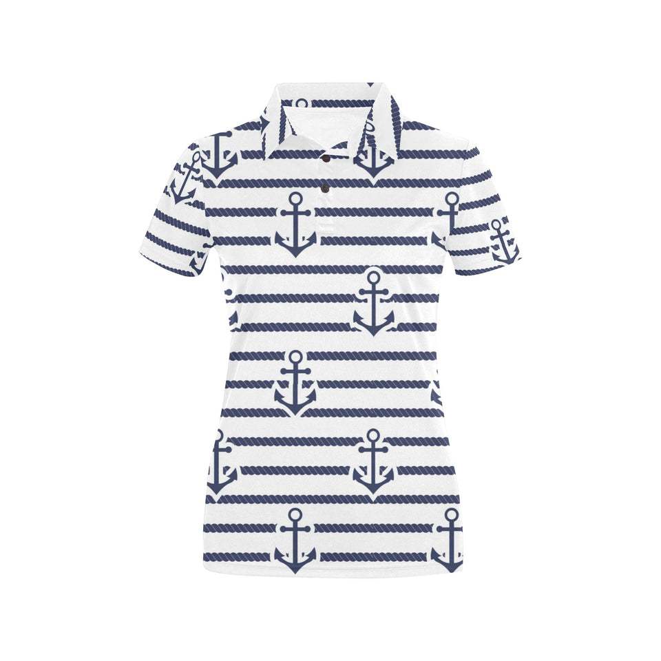 Anchor rope nautical pattern Women's All Over Print Polo Shirt