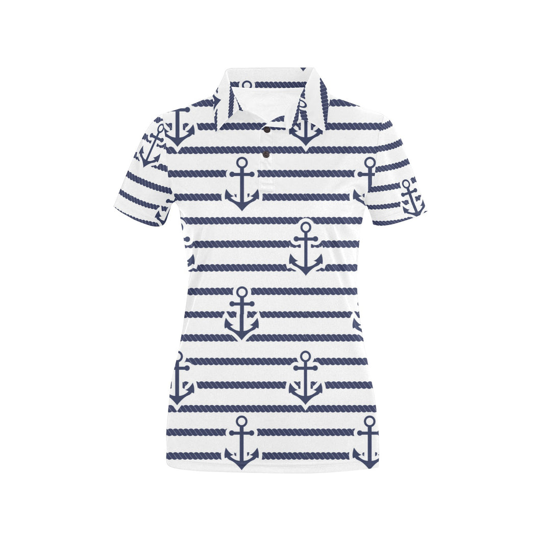 Anchor rope nautical pattern Women's All Over Print Polo Shirt