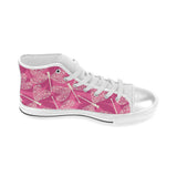 Beautiful dragonfly pink background Women's High Top Canvas Canvas Shoes White