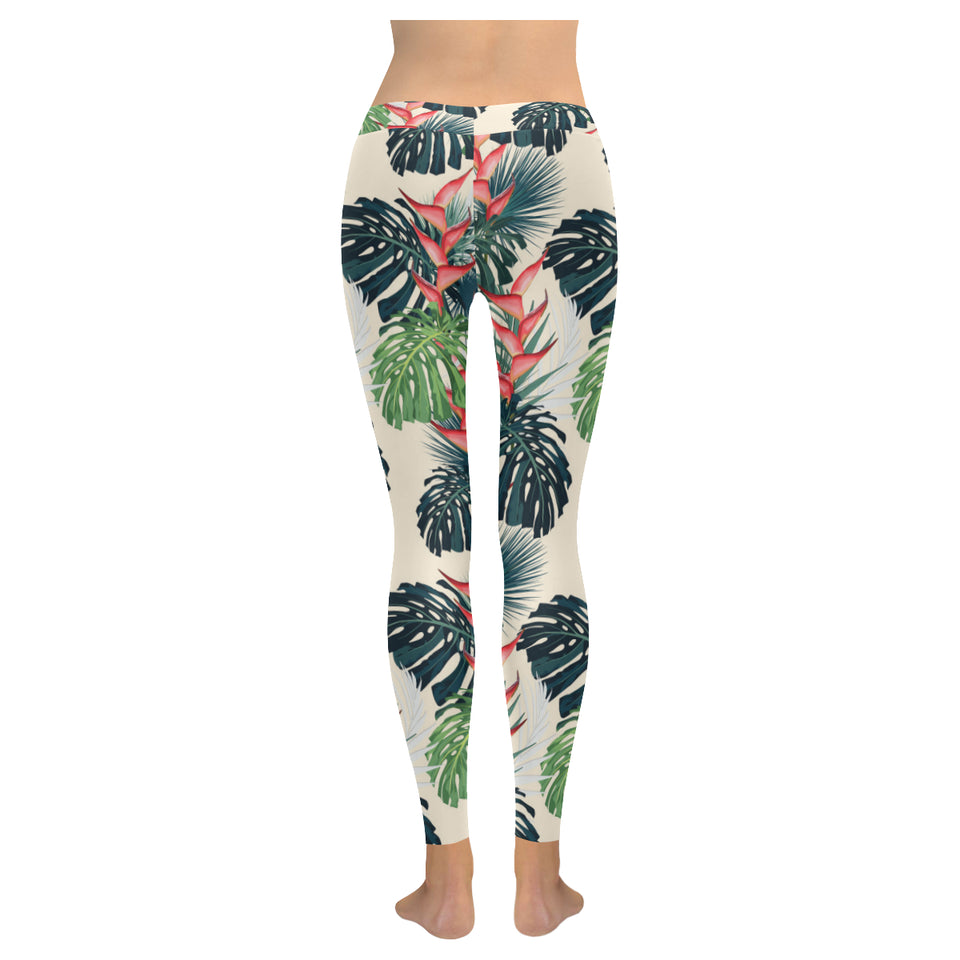 heliconia flowers, palm and monstera leaves Women's Legging Fulfilled In US